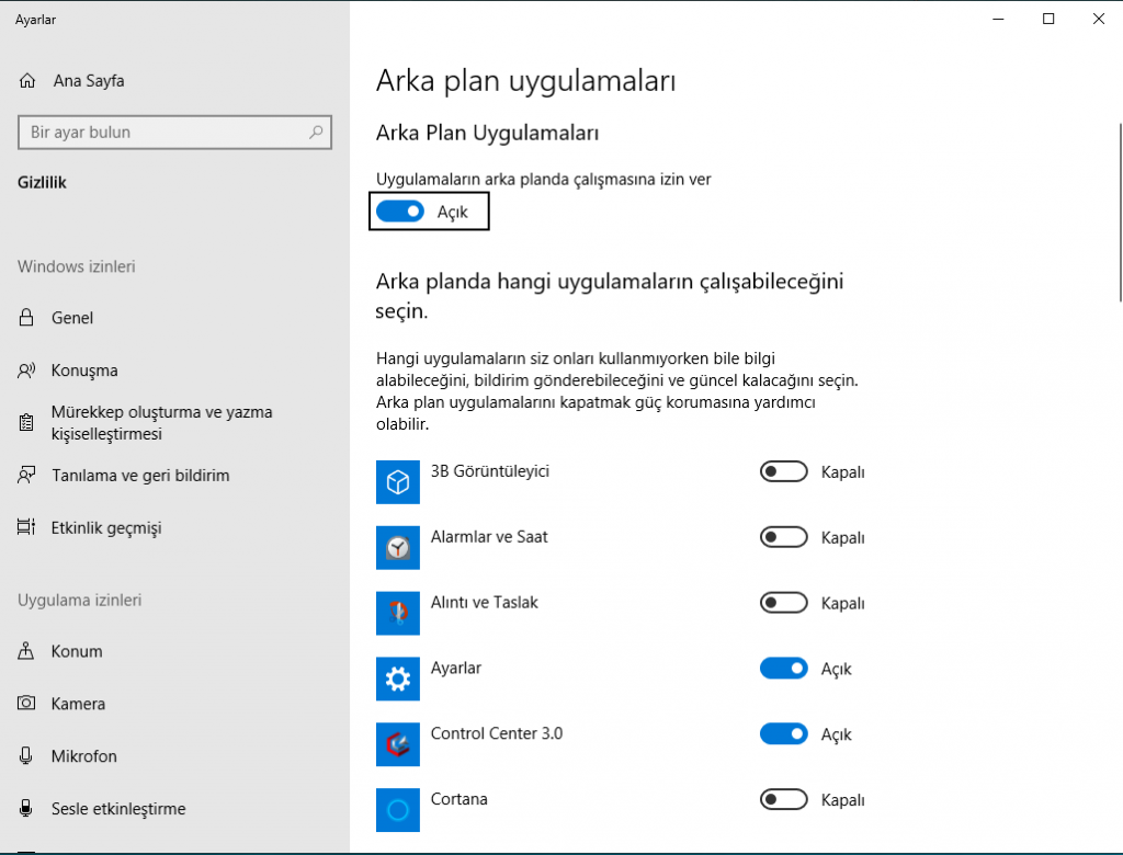 Windows 10 Arka Planda Çalışan Uygulamalar Nasıl Kapatılır – Windows 10 arka planda çalışan uygulamalar